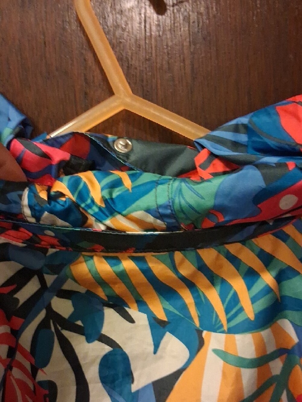 Lauren James Tropical Print Anorak Windbreaker Hood Folds Up Into Pouch Size XL - Picture 8 of 15